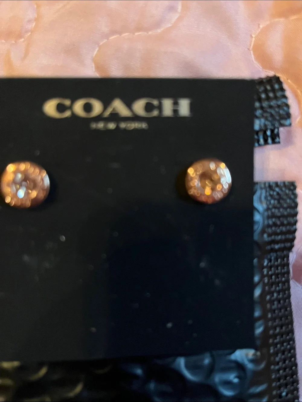 Coach Rose Gold Logo Round Stud Earrings